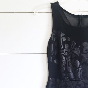 NWOT “Blackout” metallic bodycon cocktail dress